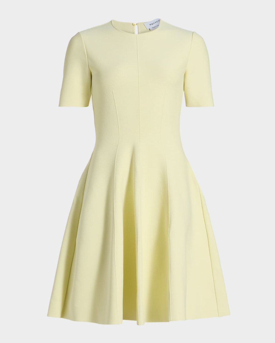 Seamed Short-Sleeve Mini Dress